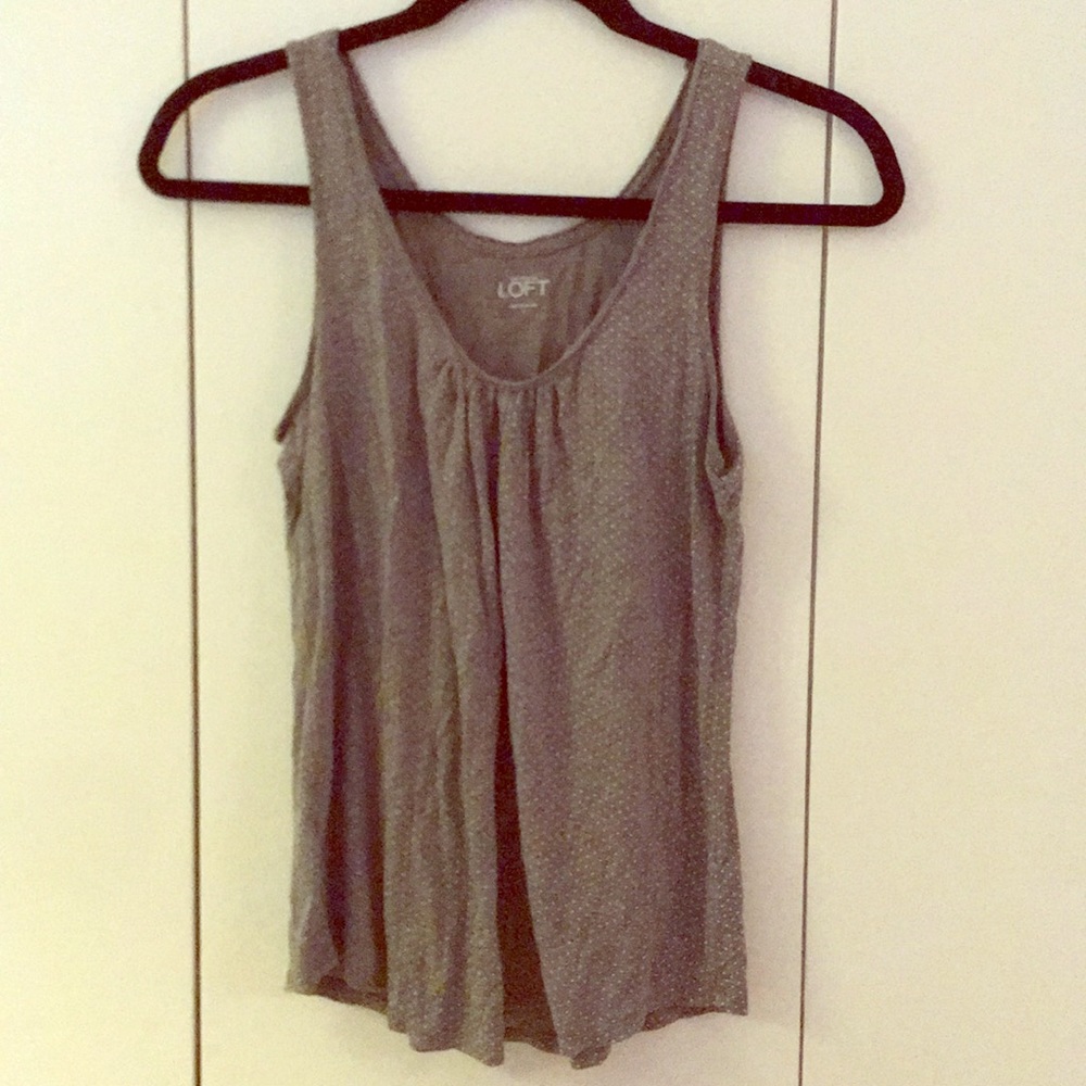 Gray tank top with white polka dots